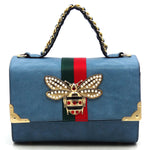 Fashion Queen Bee Stripe Satchel 2 in 1 - Blue
