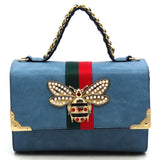 Fashion Queen Bee Stripe Satchel 2 in 1 - Blue
