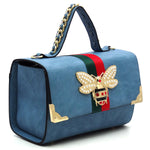 Fashion Queen Bee Stripe Satchel 2 in 1 - Blue