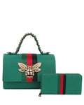 Queen Bee Stripe Satchel 2 in 1 - Green